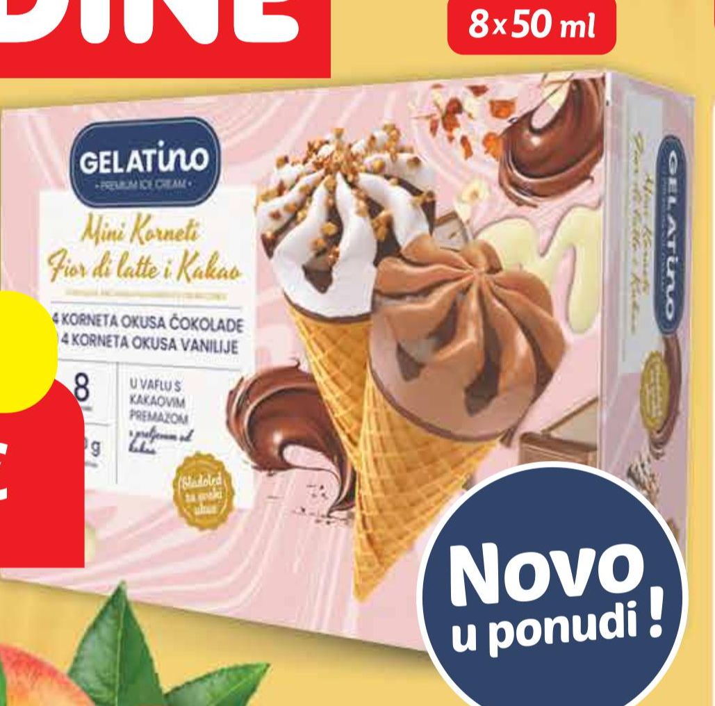 Gelatino Sladoled mini korneti 8x 50 ml - Akcija u trgovini Plodine