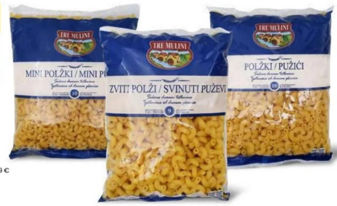 Tjestenina pužići 500 g Tre Mulini - Akcija u trgovini Eurospin