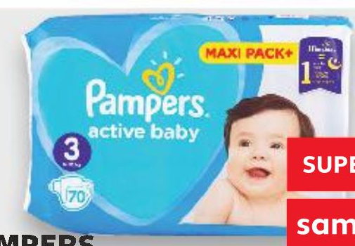 Pampers Dječje pelene active baby 38/1 do 70/1 - Akcija u trgovini Kaufland