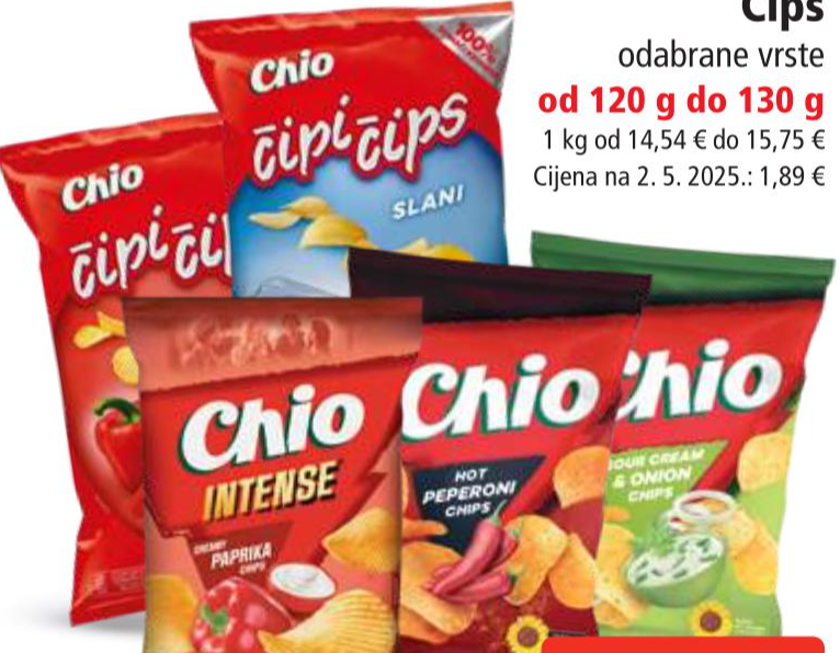 Chio i Čipi Čips 130 g - Akcija u trgovini KTC