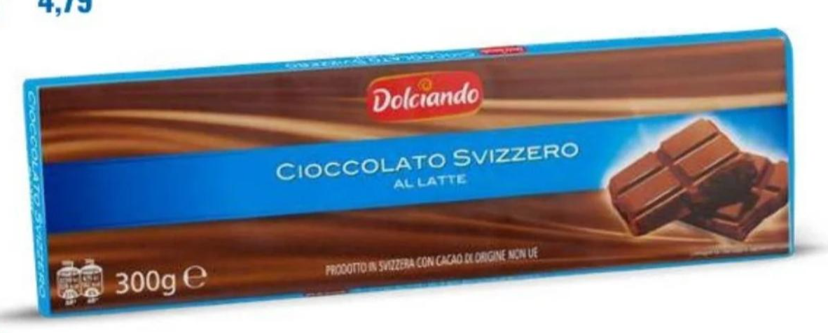 Švicarska mliječna čokolada 300 g Dolciando - Akcija u trgovini Eurospin