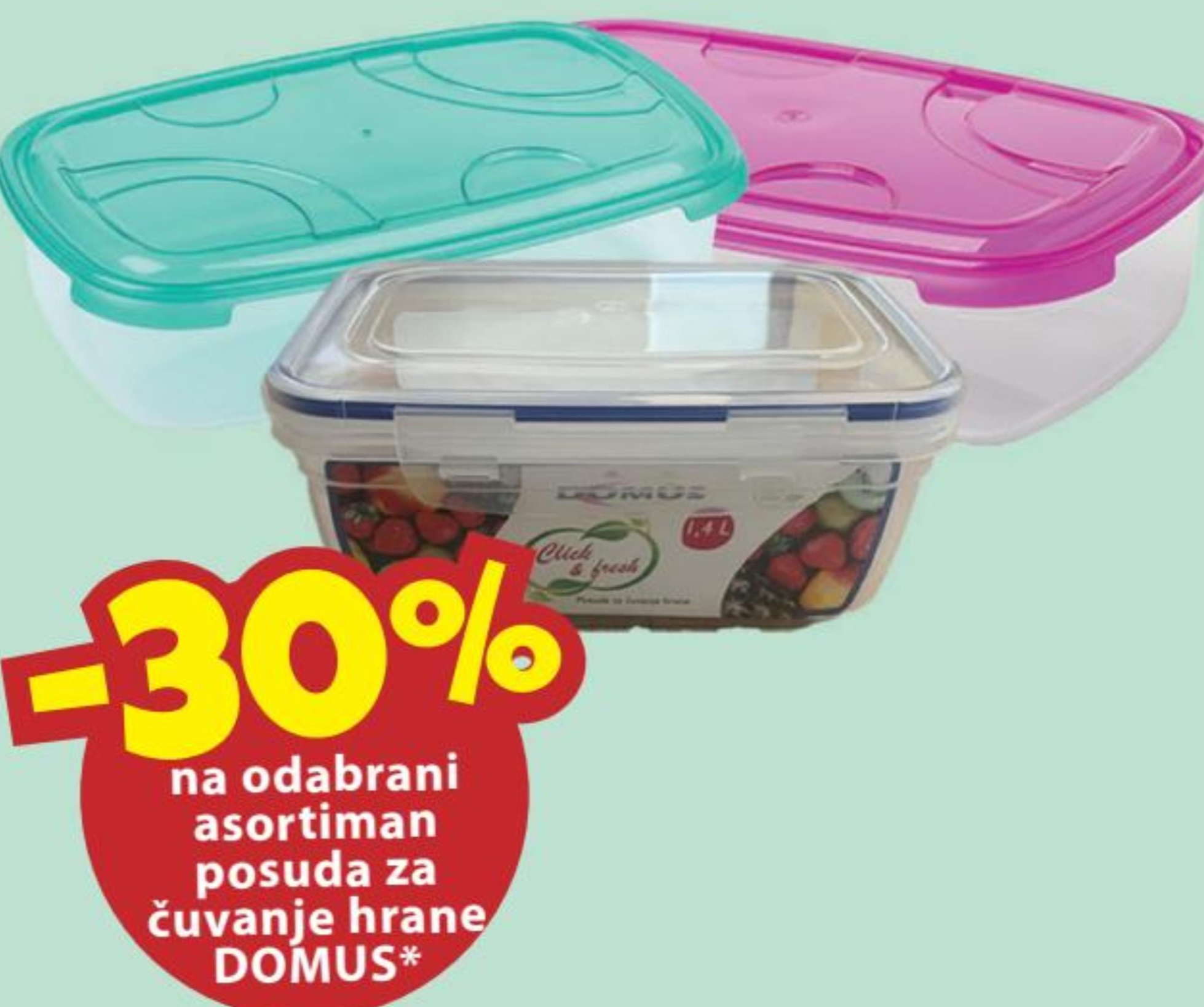 Odabrani asortiman posuda za čuvanje hrane DOMUS - Akcija u trgovini Ribola