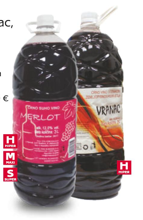 Vranac, Dalvina Vino crno 3 L - Akcija u trgovini Tommy