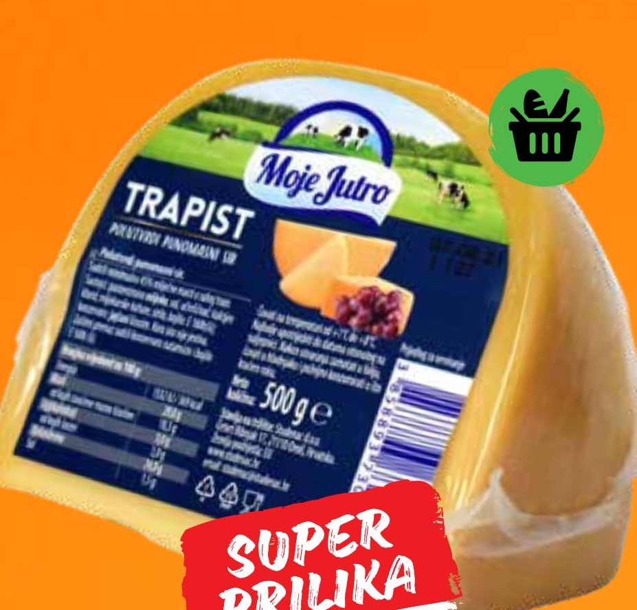 Moje Jutro Sir Trapist 500 g - Akcija u trgovini Studenac