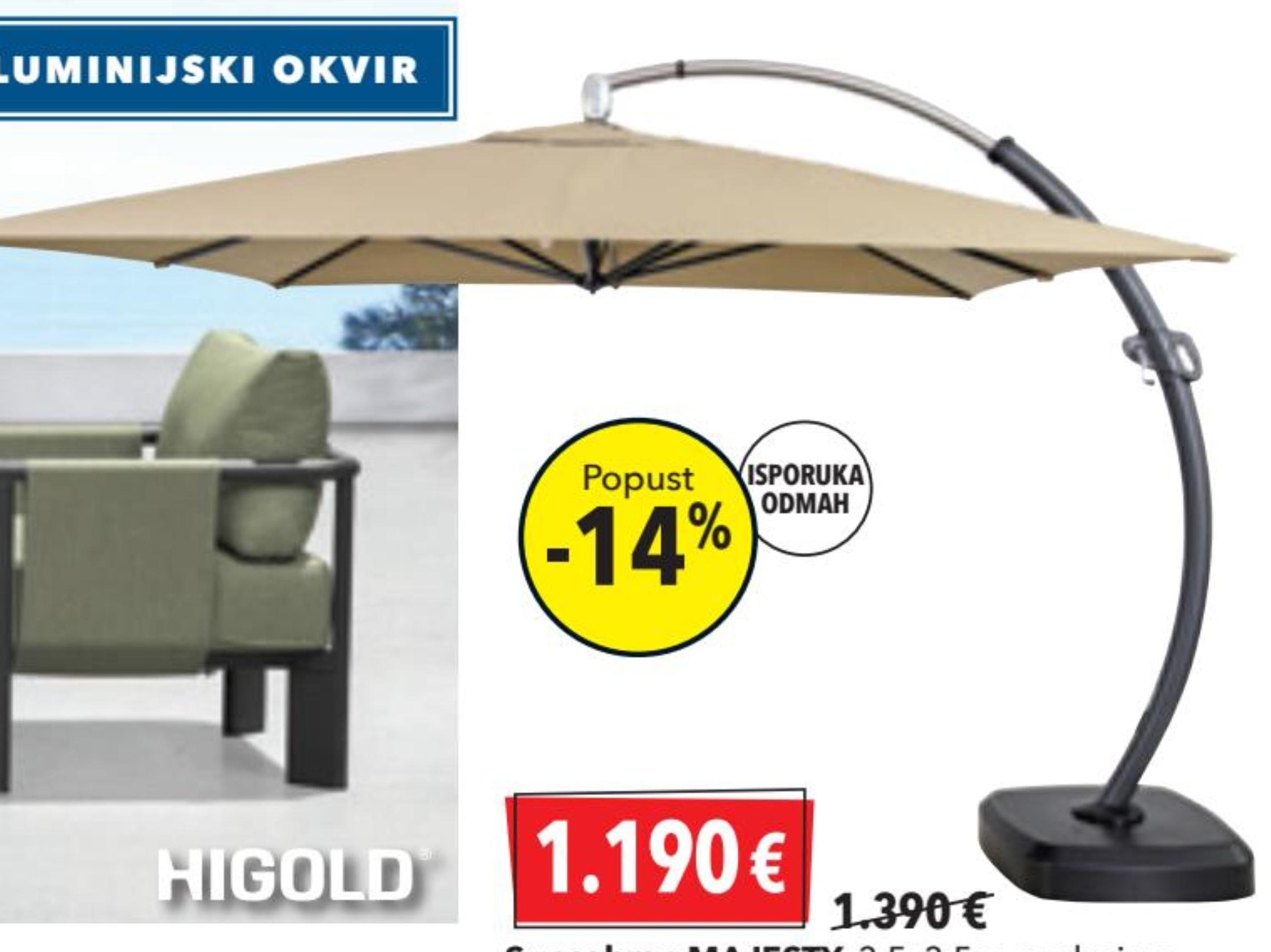 Suncobran MAJESTY - Akcija u trgovini Harvey Norman