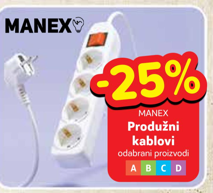Manex Produžni kablovi - Akcija u trgovini Plodine