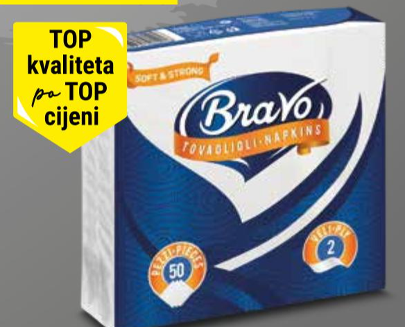 Bravo Papirnate salvete 50/1 - Akcija u trgovini Trgovina Krk