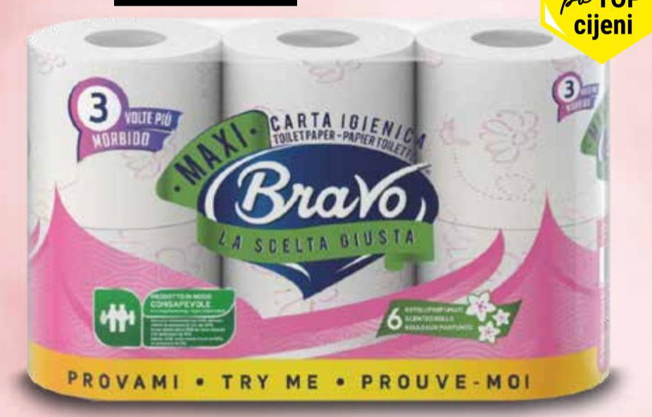 Bravo Toaletni papir Maxi 6 rola - Akcija u trgovini Trgovina Krk