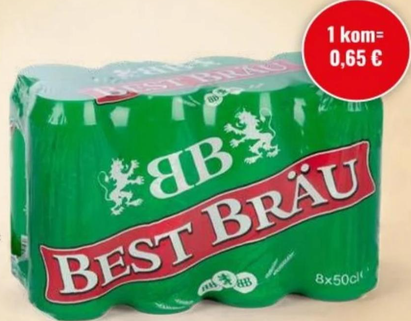 Pivo Lager 4,8% Vol. 8 x 500 ml Best Bräu - Akcija u trgovini Eurospin