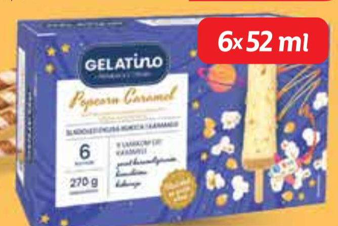 Gelatino sladoled karamela i kokice 6x52 ml Akcija u trgovini Plodine