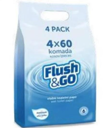 Flush & GO Toaletni papir vlažni 4 x 60 kom - Akcija u trgovini Eurospin