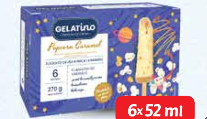 Gelatino Sladoled karamela i kokice 6x 52 ml - Akcija u trgovini Plodine