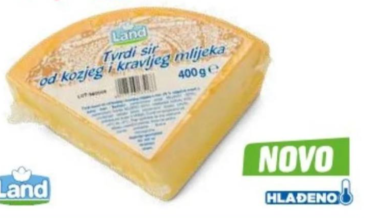 Sir tvrdi kozji kravlji mix 400 g Land - Akcija u trgovini Eurospin