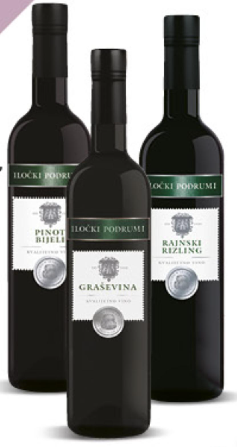 Iločki Podrumi Graševina, Chardonnay, Pinot, Rajnski Rizling 0,75 L Akcija u trgovini Konzum